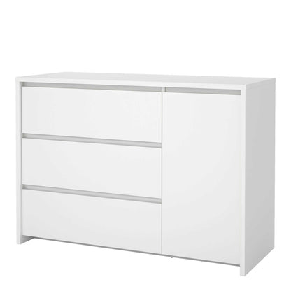 Salzburg White Wooden Sideboard 1 Door 3 Drawers