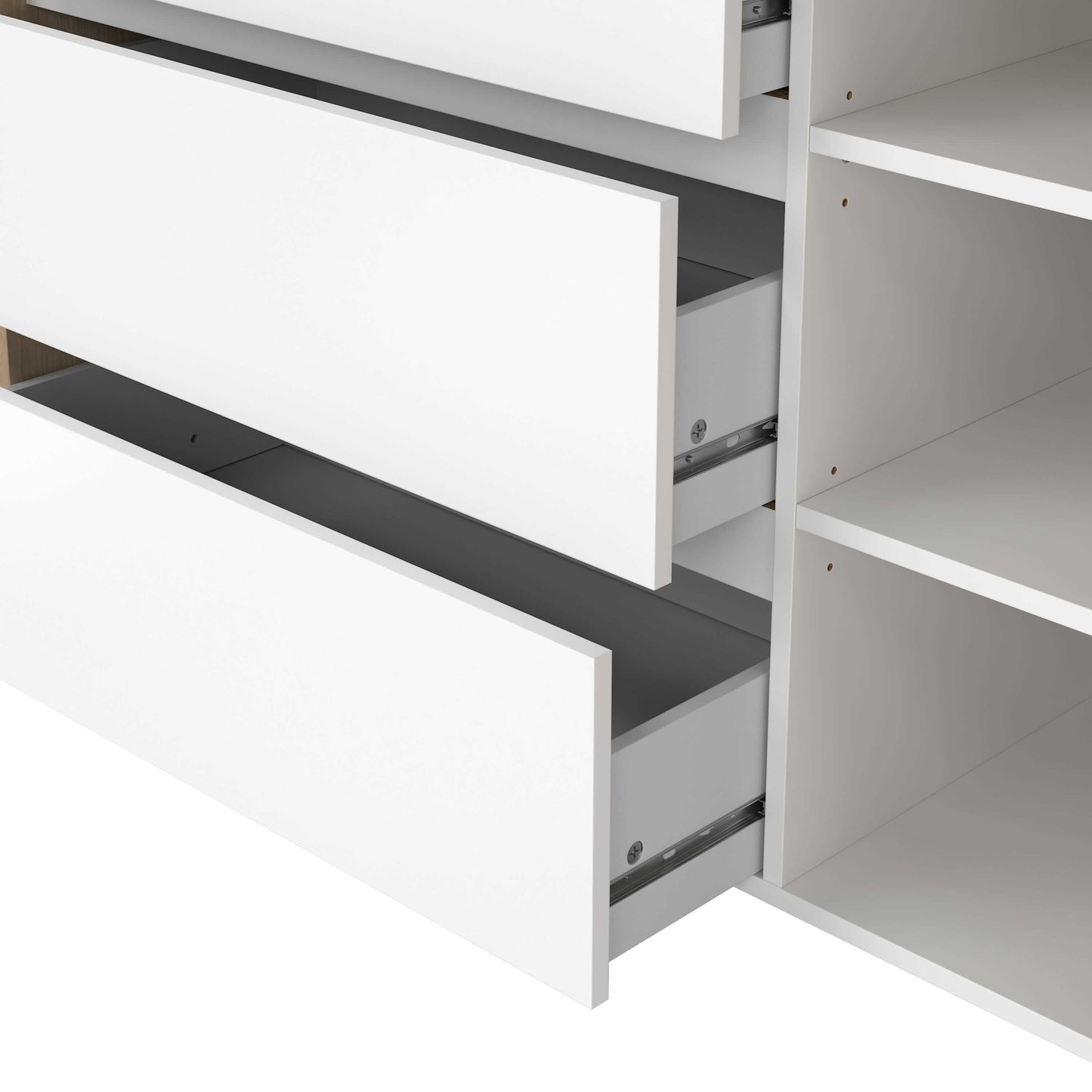 Salzburg White and Natural Oak Effect Sideboard 1 Door 3 Drawers