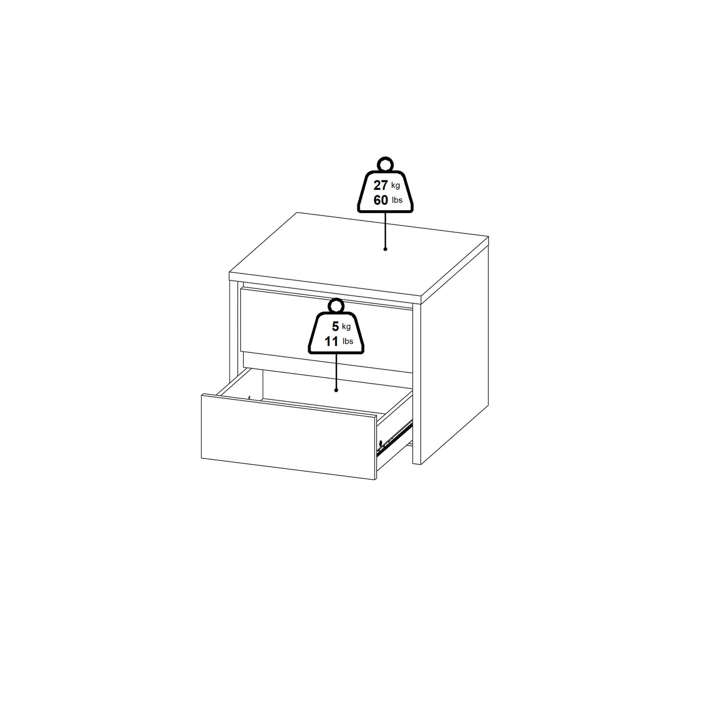 Salzburg White Wooden Bedside Tables 2 Drawers