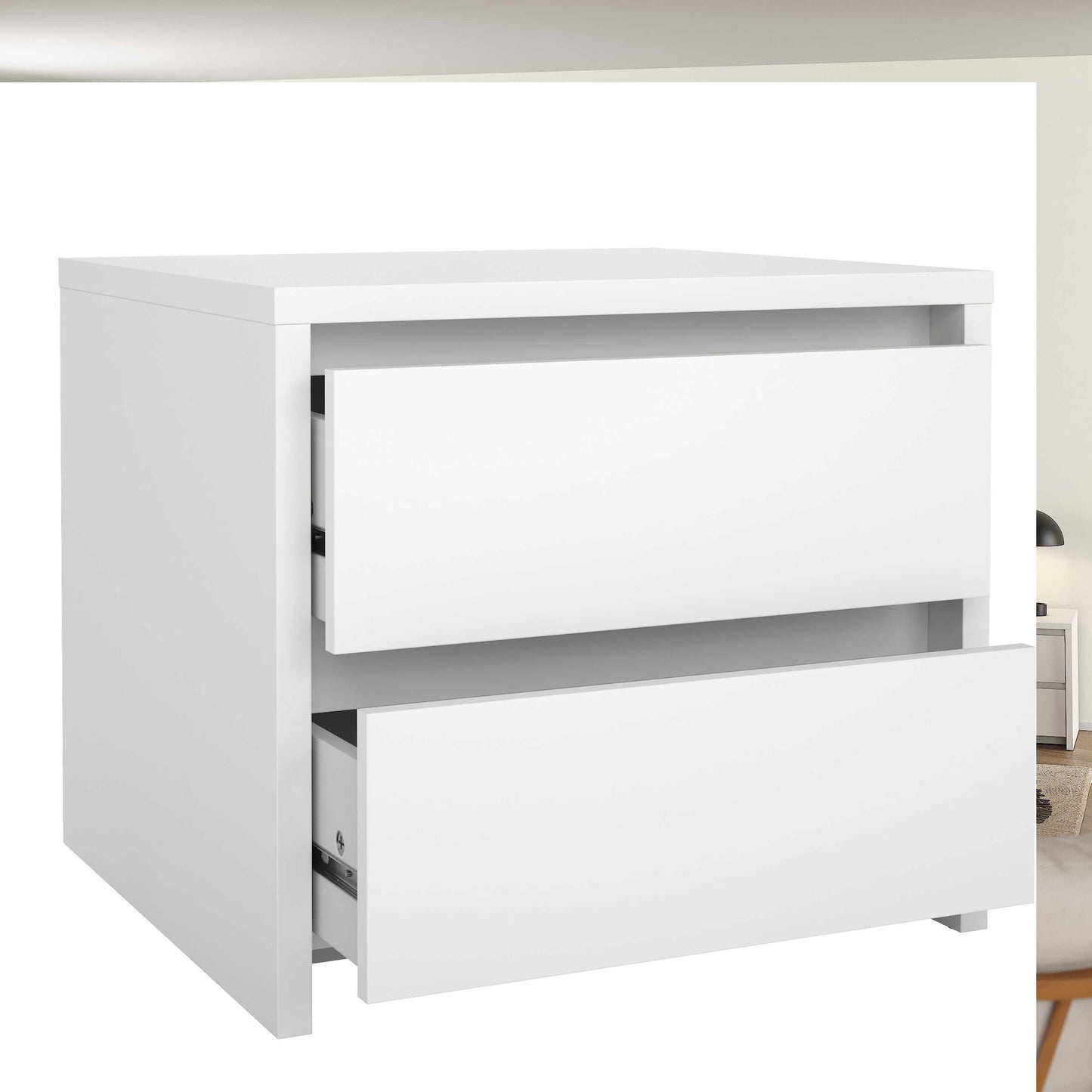 Salzburg White Wooden Bedside Tables 2 Drawers