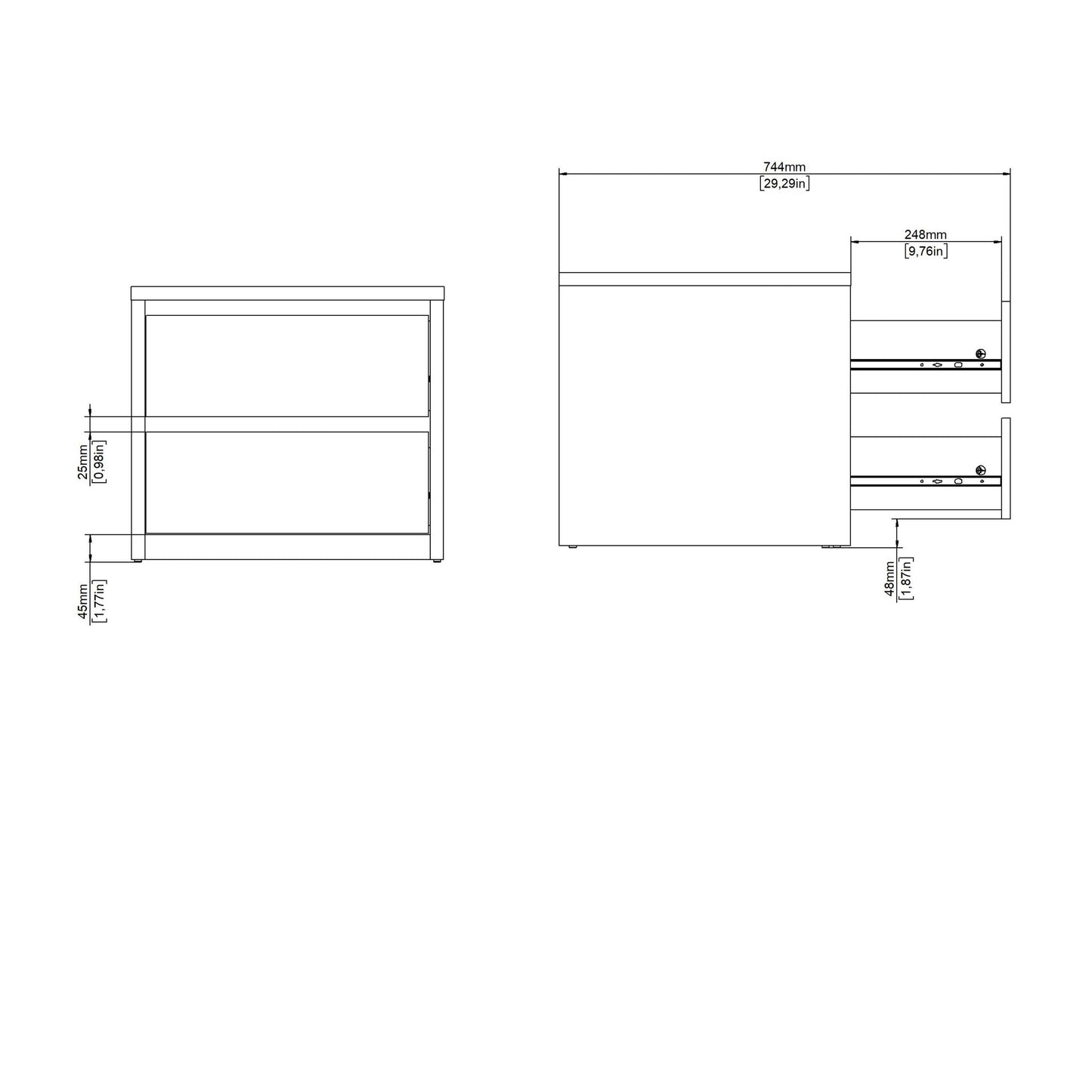 Salzburg White and Natural Oak Effect Bedside Table 2 Drawers
