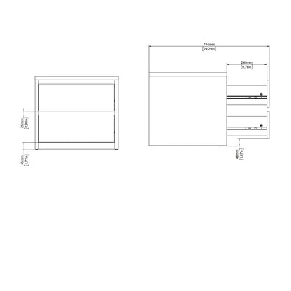 Salzburg White and Natural Oak Effect Bedside Table 2 Drawers