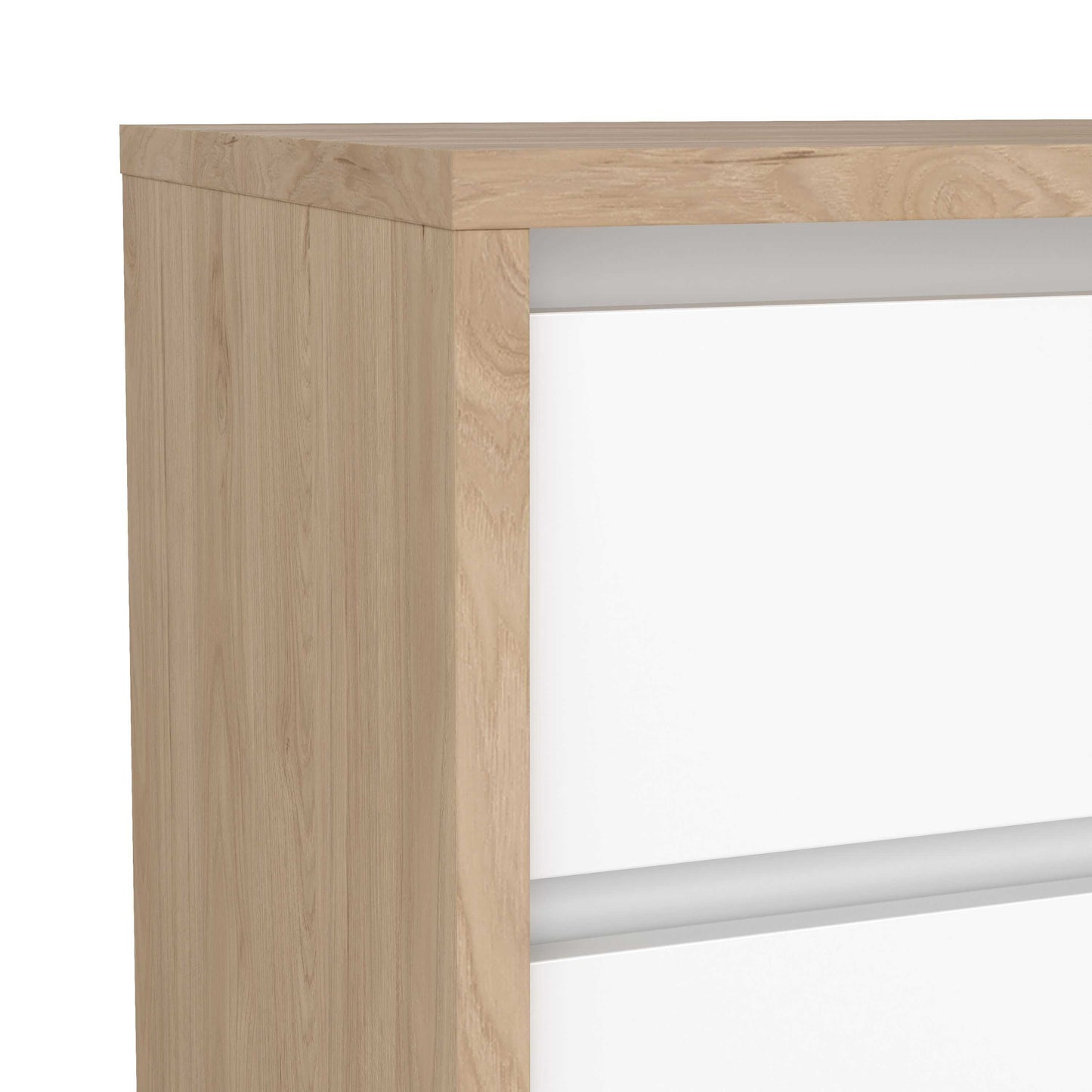 Salzburg White and Natural Oak Effect Bedside Table 2 Drawers