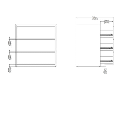 Salzburg White Wooden Chest 3 Drawers