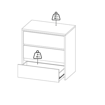 Salzburg White and Natural Oak Effect Wood Chest 3 Drawers