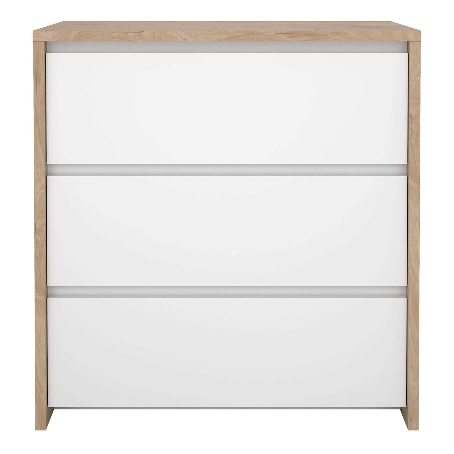 Salzburg White and Natural Oak Effect Wood Chest 3 Drawers