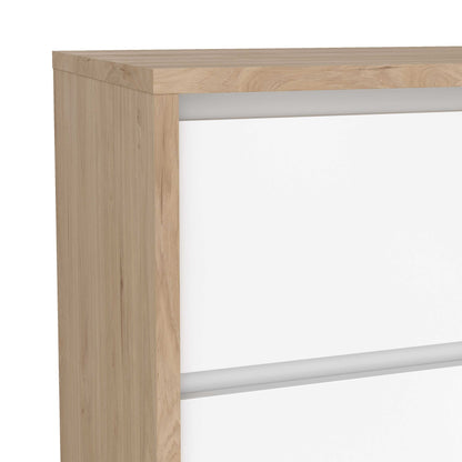Salzburg White and Natural Oak Effect Wood Chest 3 Drawers