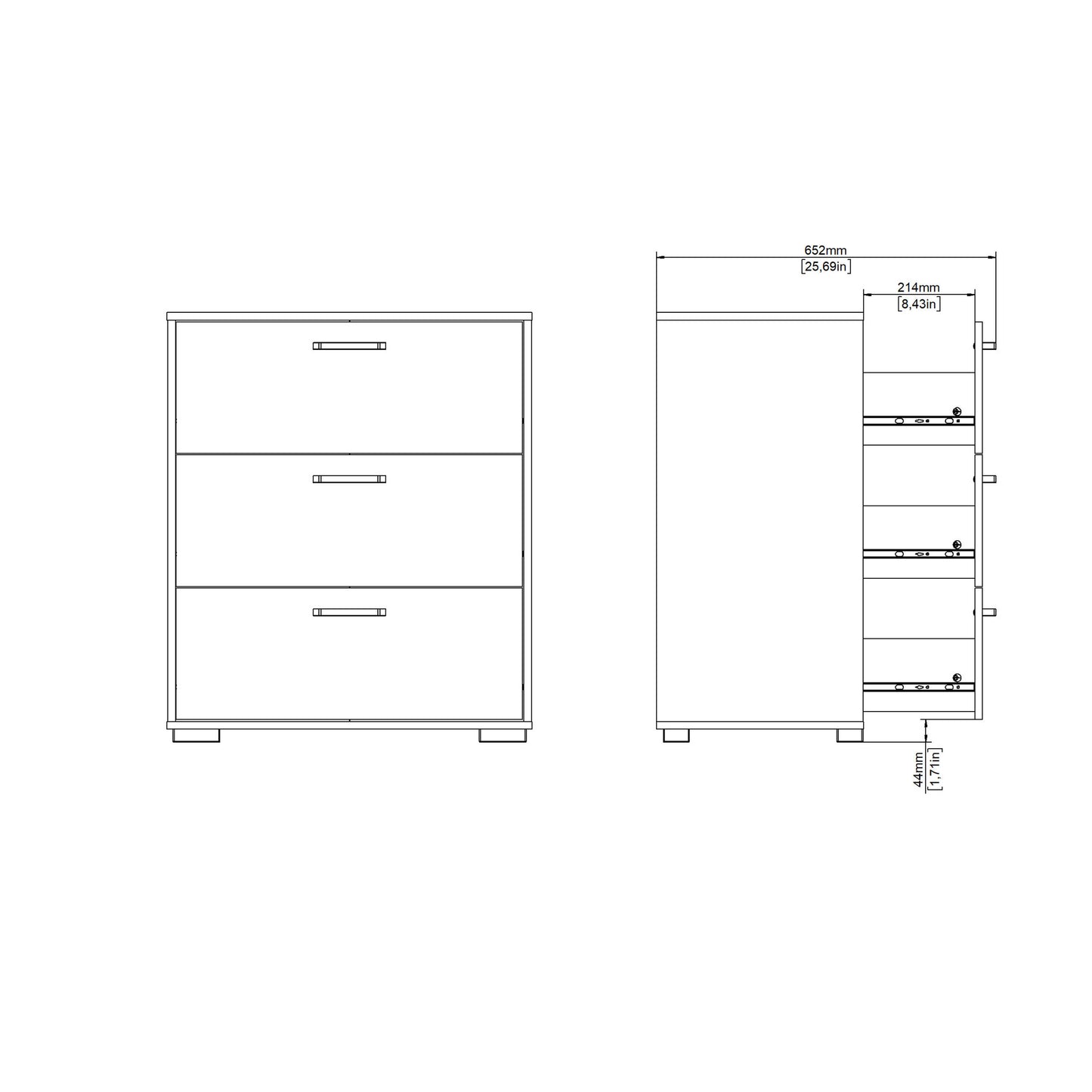 Stuttgart Gloss White Chest of 3 Drawers