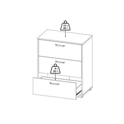 Stuttgart Gloss White Chest of 3 Drawers