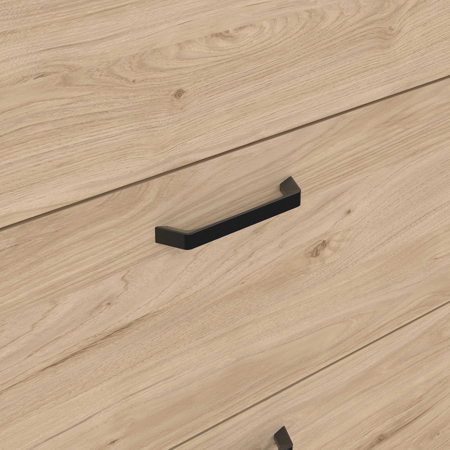 Stuttgart Natural Oak Chest of 3 Drawers Black Metal Handles