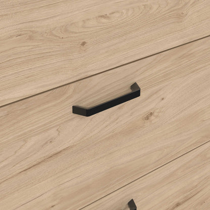 Stuttgart Natural Oak Chest of 3 Drawers Black Metal Handles