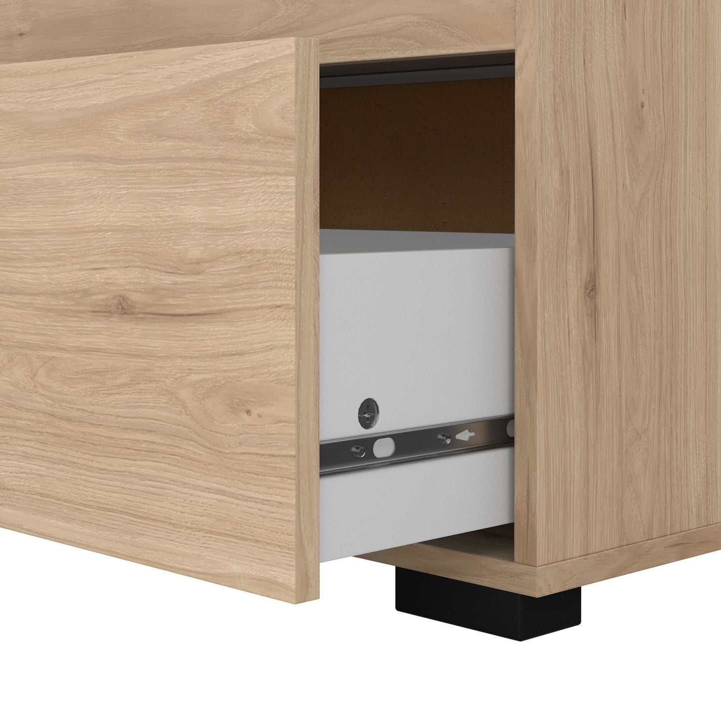 Stuttgart Natural Oak Chest of 3 Drawers Black Metal Handles