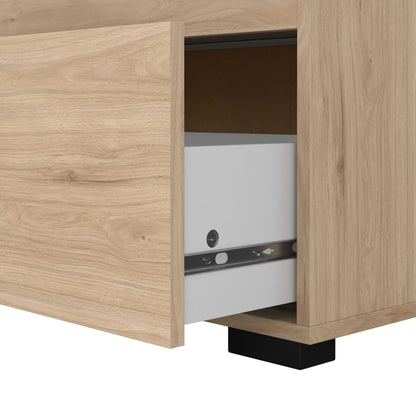 Stuttgart Natural Oak Chest of 3 Drawers Black Metal Handles