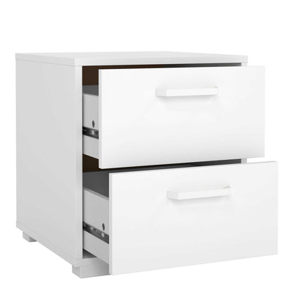 Stuttgart Gloss White Bedside Table 2 Drawers