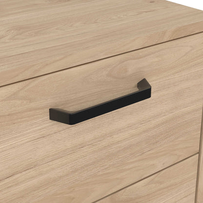 Stuttgart Natural Oak Bedside Table 2 Drawers Black Metal Handles