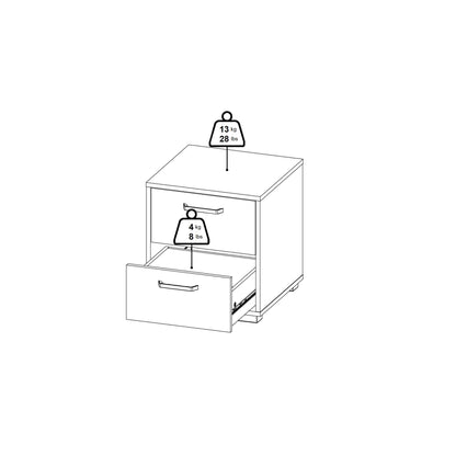 Stuttgart Natural Oak Bedside Table 2 Drawers Black Metal Handles