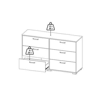 Stuttgart Gloss White Chest of 6 Drawers