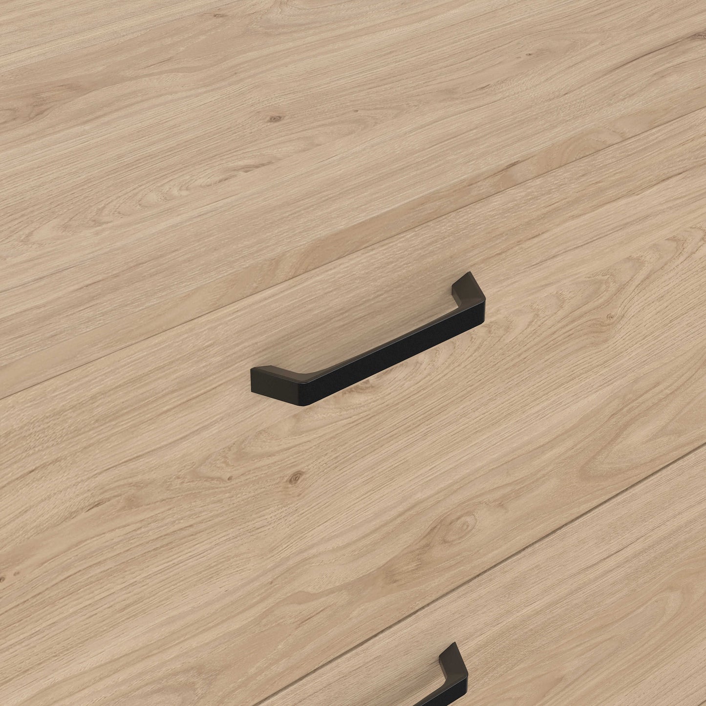 Stuttgart Natural Oak Chest of 6 Drawers Black Metal Handles