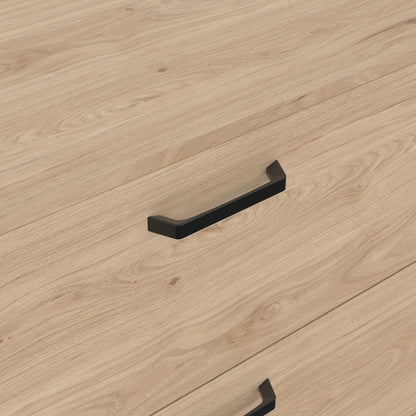 Stuttgart Natural Oak Chest of 6 Drawers Black Metal Handles