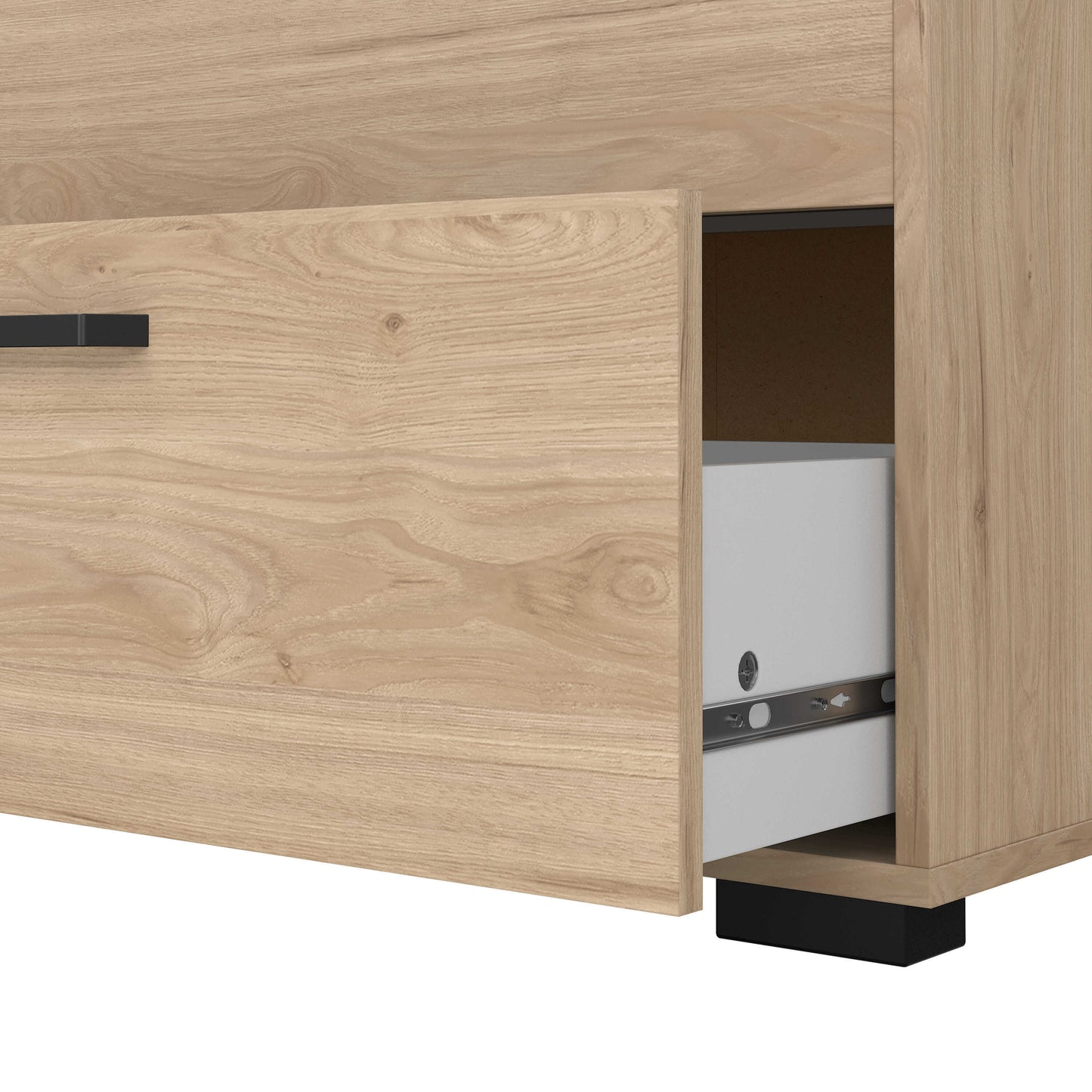 Stuttgart Natural Oak Chest of 6 Drawers Black Metal Handles