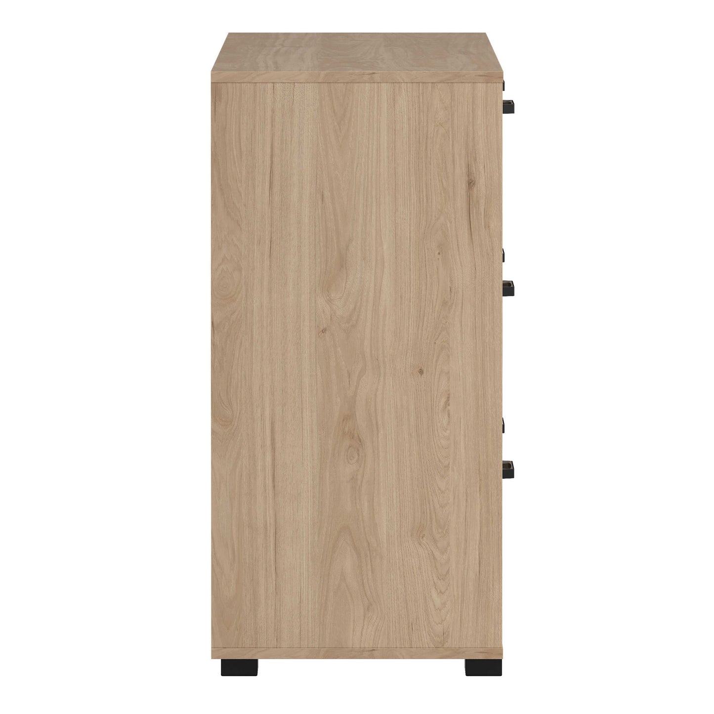 Stuttgart Natural Oak Chest of 6 Drawers Black Metal Handles