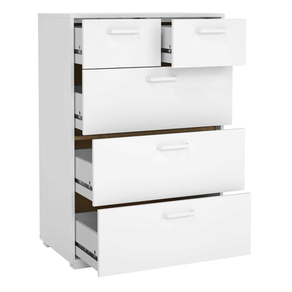 Stuttgart Gloss White Chest of 5 Drawers