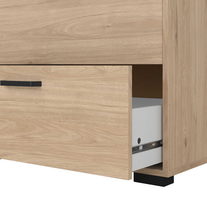 Stuttgart Natural Oak Chest of 5 Drawers Black Metal Handles
