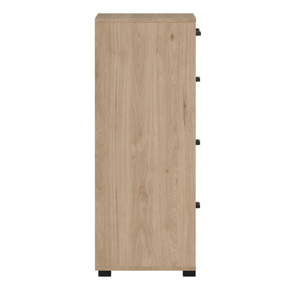 Stuttgart Natural Oak Chest of 5 Drawers Black Metal Handles