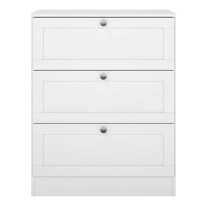 Cherryfern White Wooden Chest 3 Frame Drawers