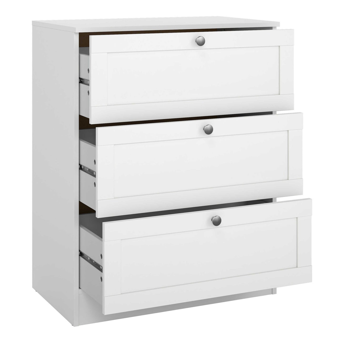 Cherryfern White Wooden Chest 3 Frame Drawers