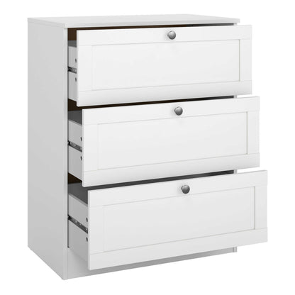 Cherryfern White Wooden Chest 3 Frame Drawers