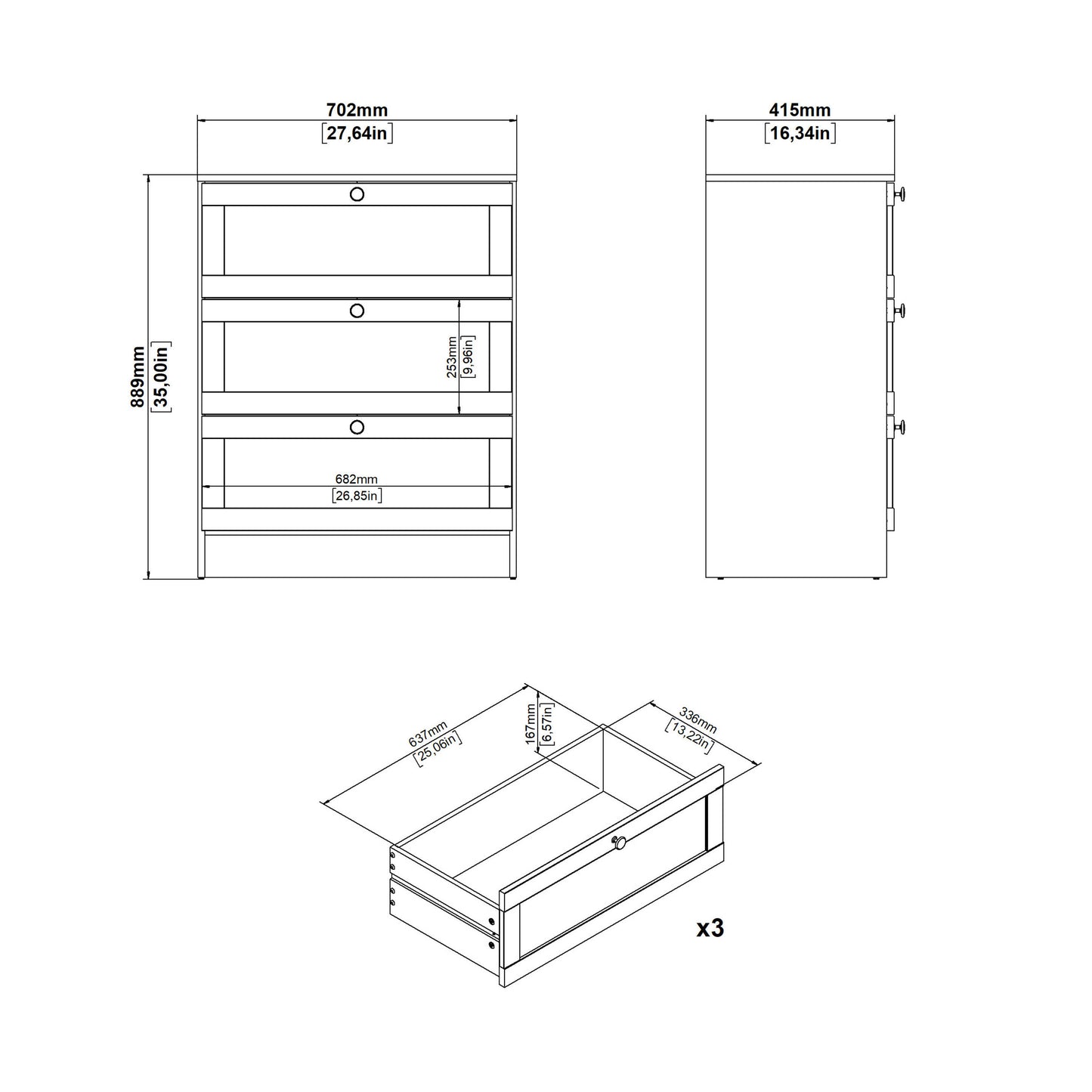Cherryfern Chest with 3 Frame Drawers in Jackson Hickory