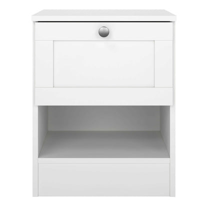 Cherryfern White Wood Bedside Table 1 Frame Drawer 1 Open Shelf