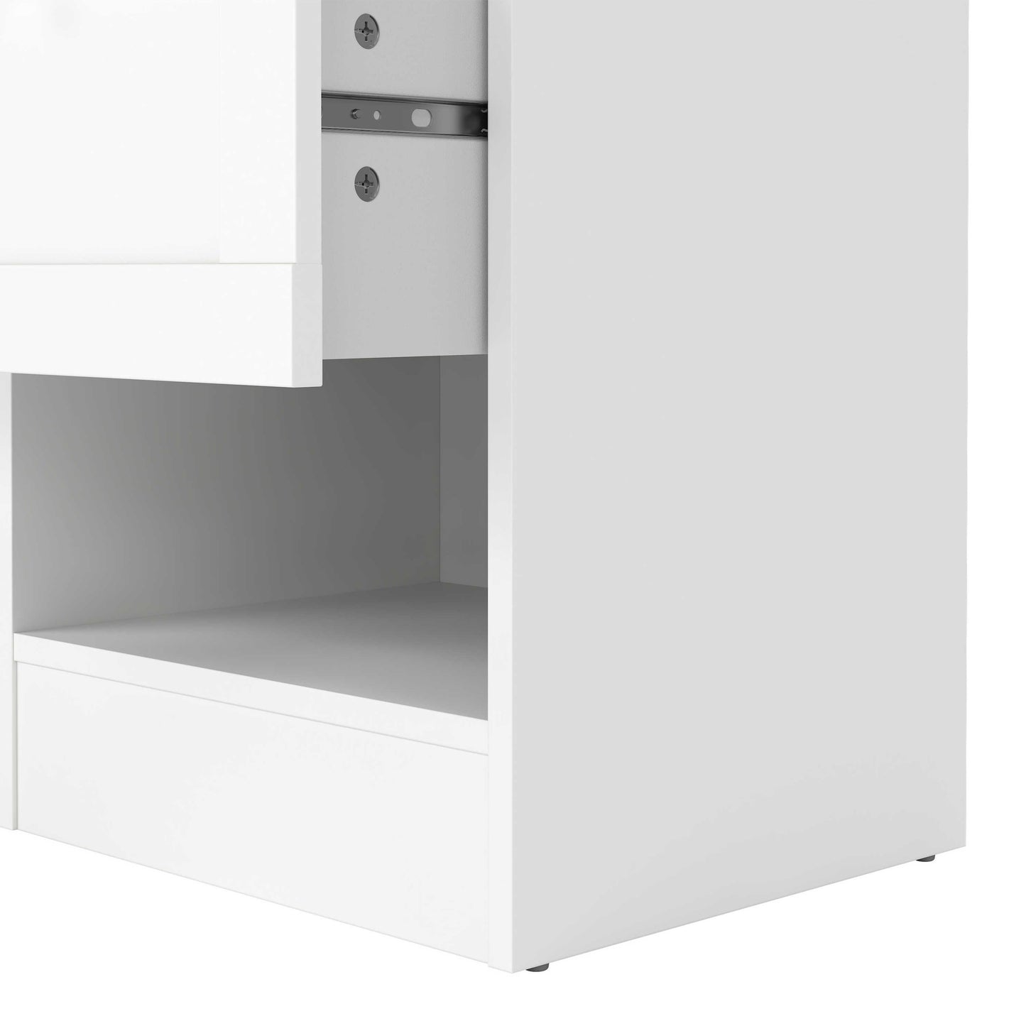 Cherryfern White Wood Bedside Table 1 Frame Drawer 1 Open Shelf