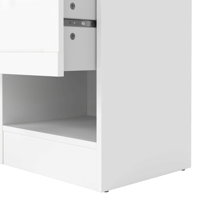 Cherryfern White Wood Bedside Table 1 Frame Drawer 1 Open Shelf