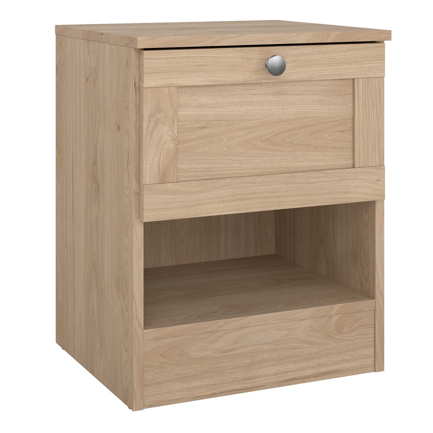 Cherryfern Natural Oak Wood Bedside Table 1 Frame Drawer 1 Open Shelf