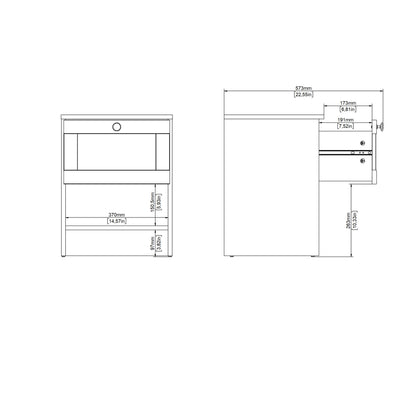 Cherryfern Natural Oak Wood Bedside Table 1 Frame Drawer 1 Open Shelf