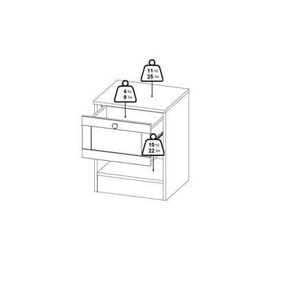 Cherryfern Natural Oak Wood Bedside Table 1 Frame Drawer 1 Open Shelf