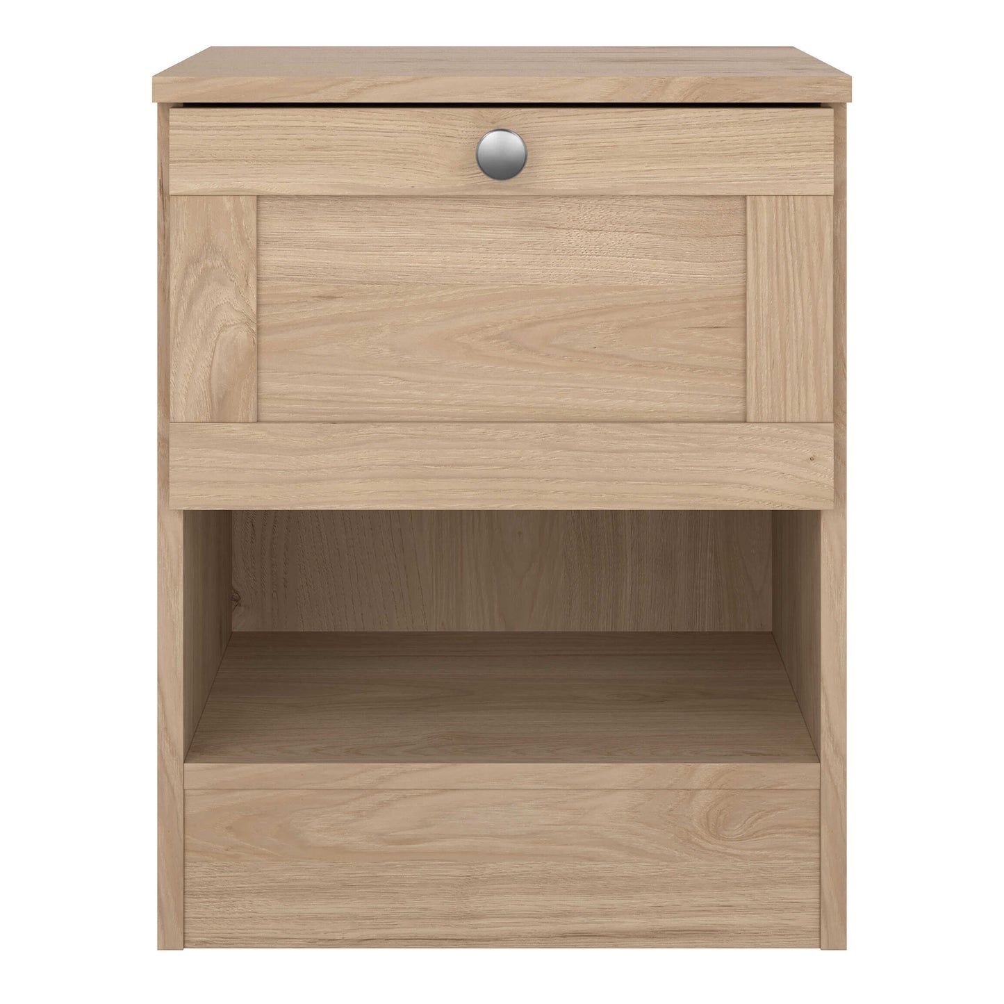 Cherryfern Natural Oak Wood Bedside Table 1 Frame Drawer 1 Open Shelf