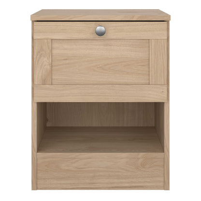 Cherryfern Natural Oak Wood Bedside Table 1 Frame Drawer 1 Open Shelf