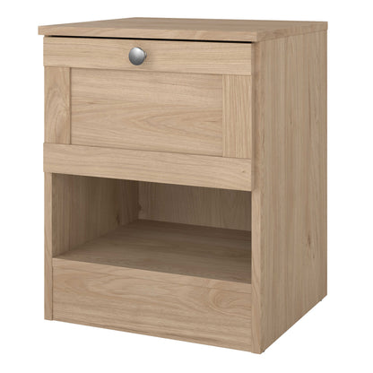 Cherryfern Natural Oak Wood Bedside Table 1 Frame Drawer 1 Open Shelf