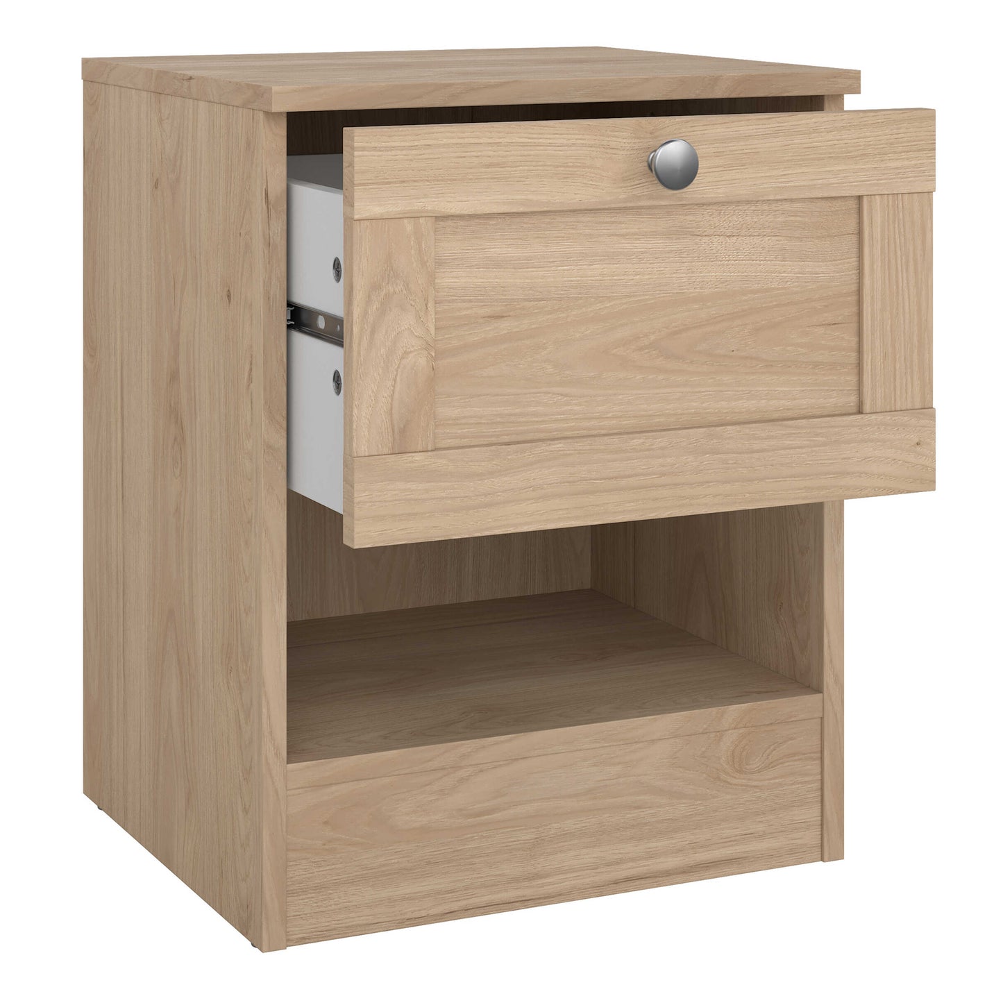 Cherryfern Natural Oak Wood Bedside Table 1 Frame Drawer 1 Open Shelf