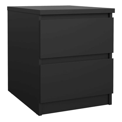 Budapest Matt Black Wooden Bedside Table 2 Drawers