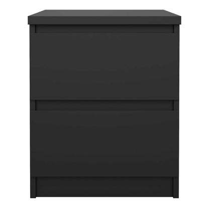 Budapest Matt Black Wooden Bedside Table 2 Drawers