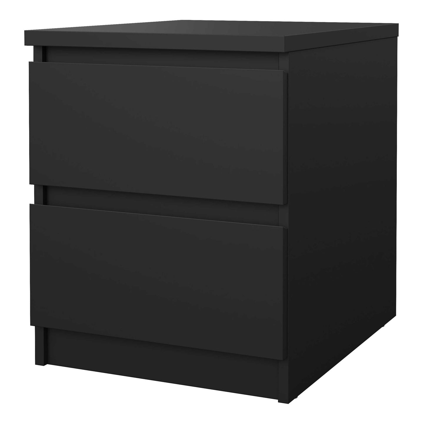 Budapest Matt Black Wooden Bedside Table 2 Drawers