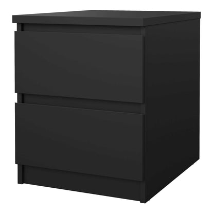 Budapest Matt Black Wooden Bedside Table 2 Drawers