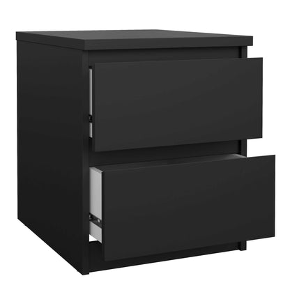 Budapest Matt Black Wooden Bedside Table 2 Drawers
