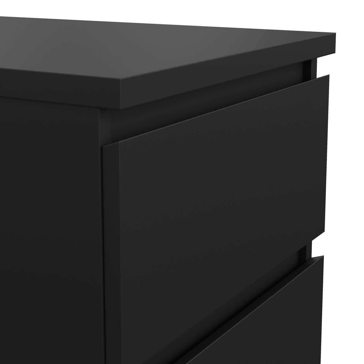 Budapest Matt Black Wooden Bedside Table 2 Drawers