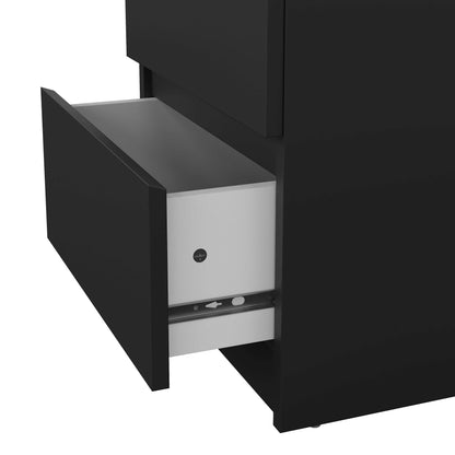 Budapest Matt Black Wooden Bedside Table 2 Drawers