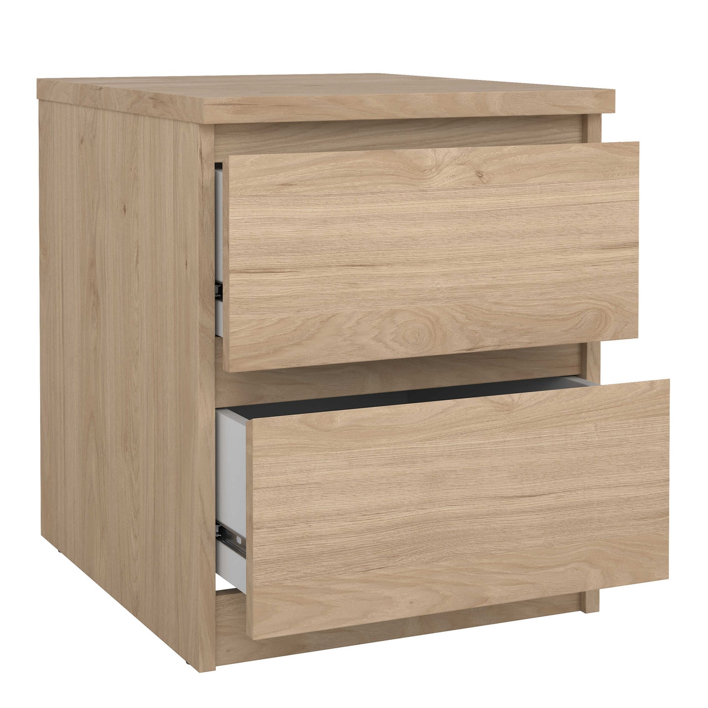 Budapest Natural Oak Effect Wood Bedside Table 2 Drawers